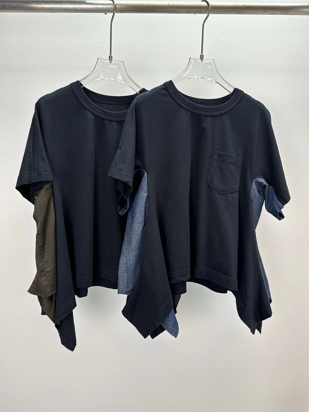 

Stitched Irregular Short-Sleeved T-Shirt Fashionable Versatile Top For Women