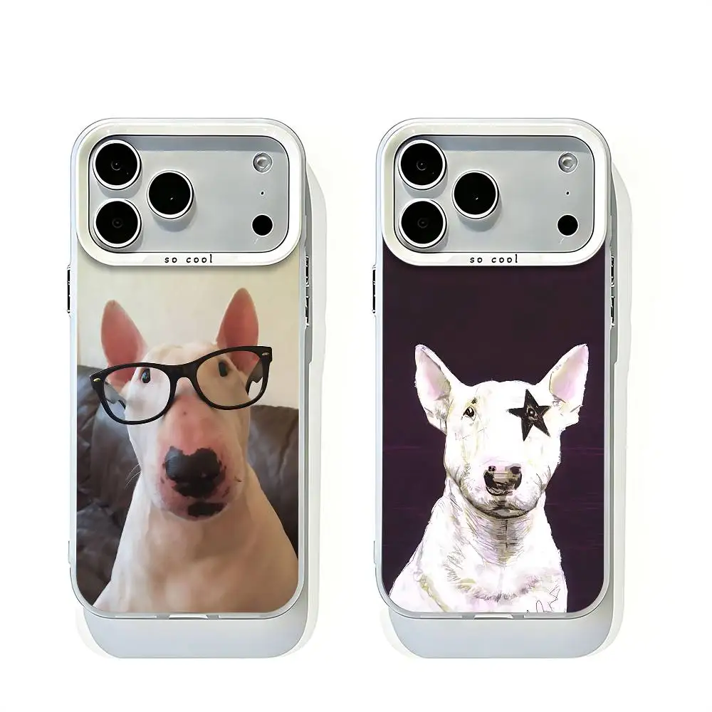 Bull Terrier White Matte Bumper Cover For iPhone 17 16 15 14 13 12 11 Pro Max Large Camera Hole Case
