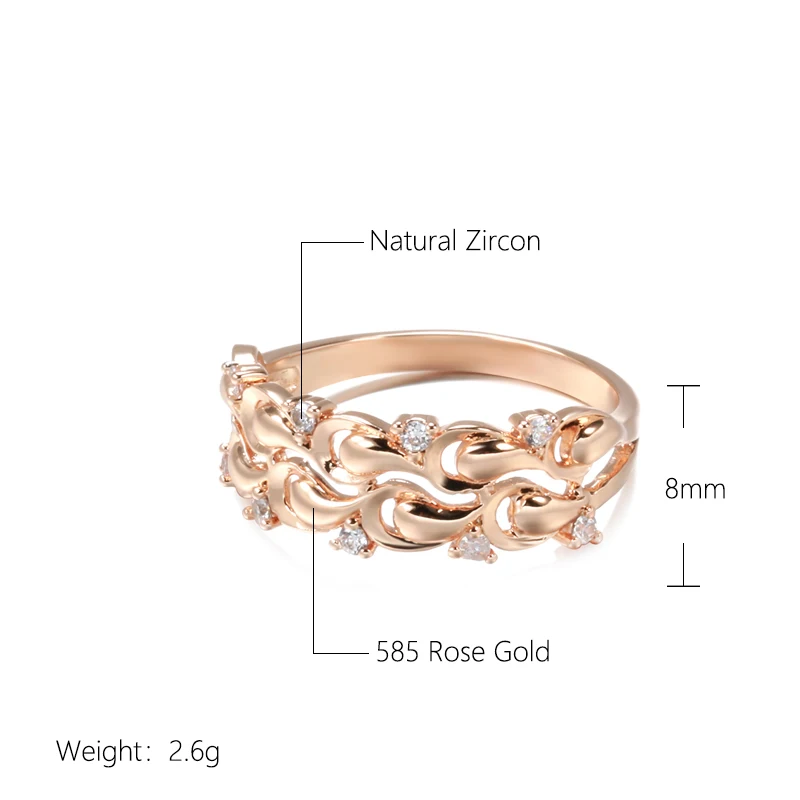 Wbmqda Luxury Double Hollow Lace Zircon Ring For Women 585 Rose Gold Color Crystal Flower Wedding Engagement Fine Jewelry