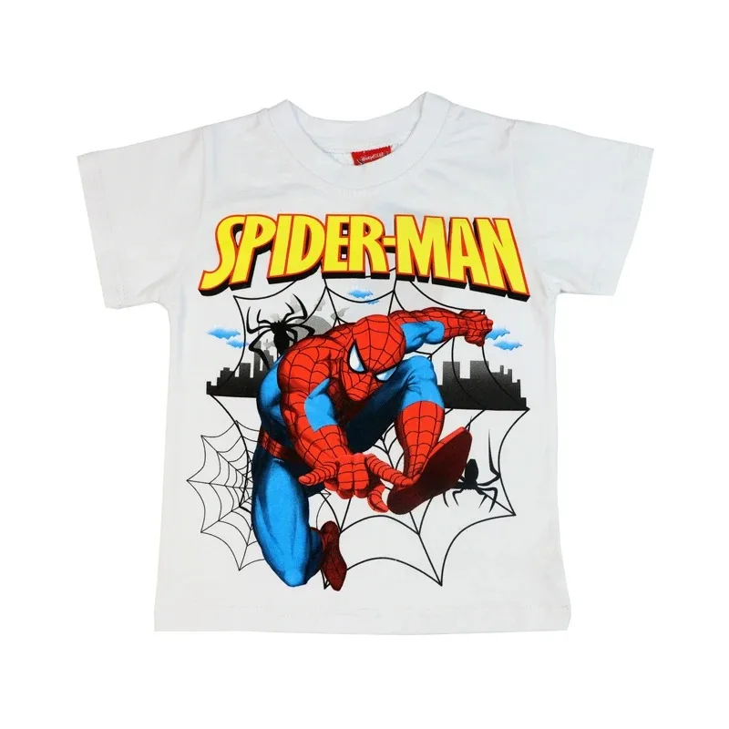 2024 New Boy T-shirt Summer Short-sleeved Children\'s Cotton Baby kids Clothes Spiderman McQueen Fashion 3-14 Years Old