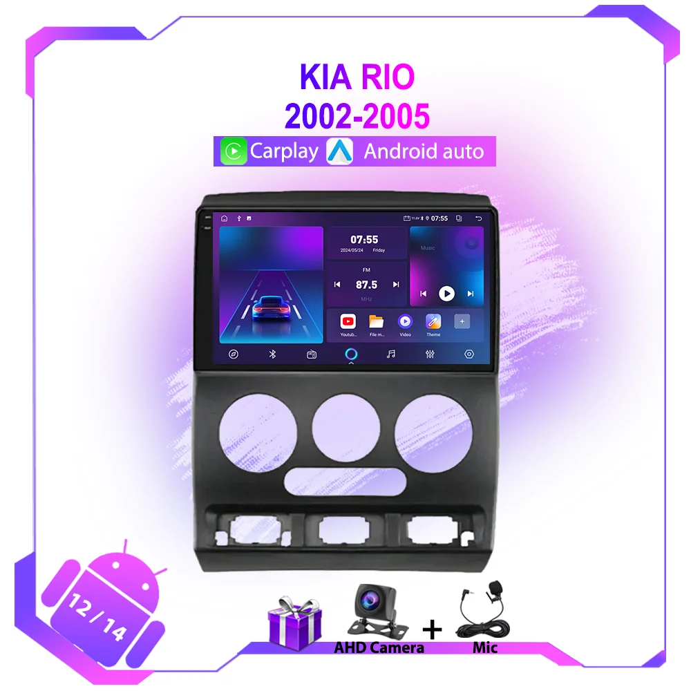 

For KIA RIO 2002-2005 Android 13 Multimedia Video Player Car Radio GPS Navigation Wireless Carplay 4G+WiFi IPS Autoradio