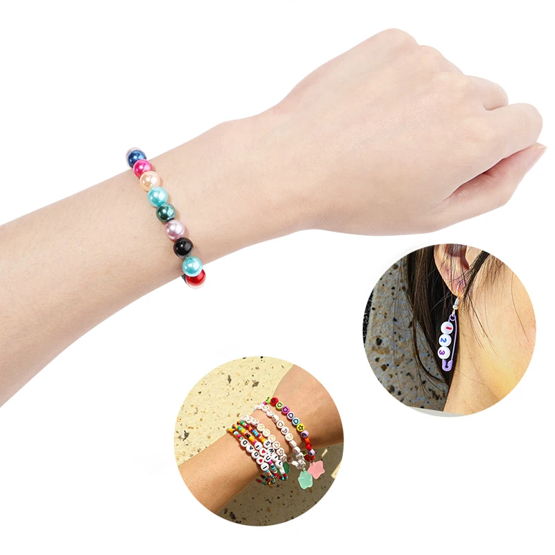 3/4/6/8/10/12mm ABS Imitation Perle Perle Runde Acryl Lose Spacer Perlen Bunte Kunststoff Regenbogen Perlen für DIY Handwerk Machen ﻿ – Detail 2