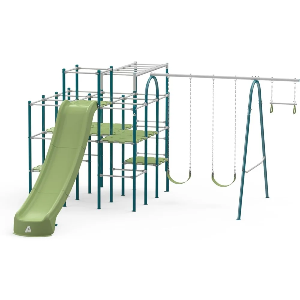 

Modular Jungle Gym Set for Kids by , Outdoor Playset, Swing, Slide, Monkey Bars, Rust Resistant, No Pinch Joints
