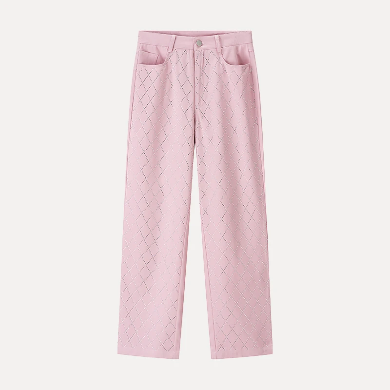 

Z Women's Faion Straight Leg Pants High Waist Loose Fit Floral Embroidery Slimming Long Trousers Versatile Casual Pants