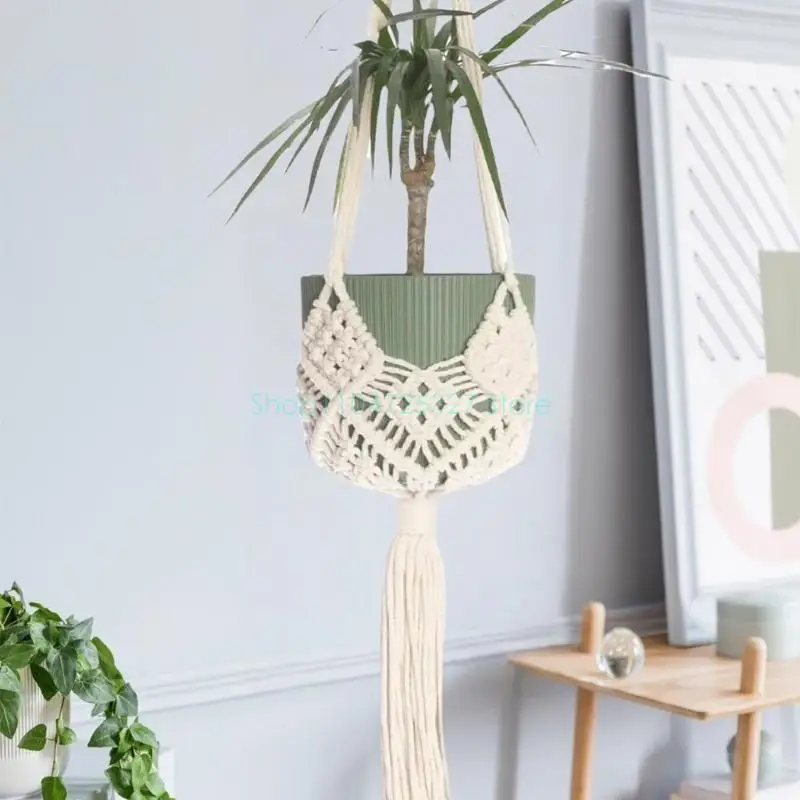 

Handwoven Cotton Rope Hanging Planter Decorative Flower Pot for Indoor/Outdoor Gardening