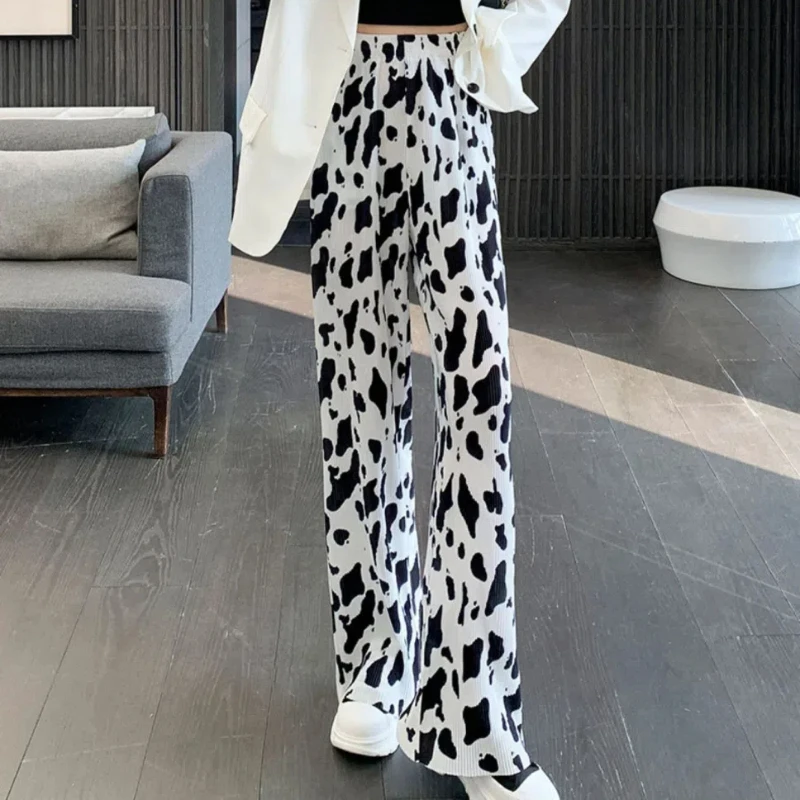 

Tie Dye Pleated Wide Leg Women's 2024 Summer New Spliced Elasticized High-waisted Printed Fashion Loose Casual Straight Pants