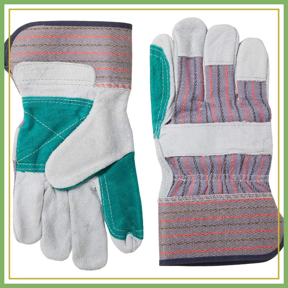 

Double Leather Palm Work Gloves with Safety Cuff, 12 Pairs