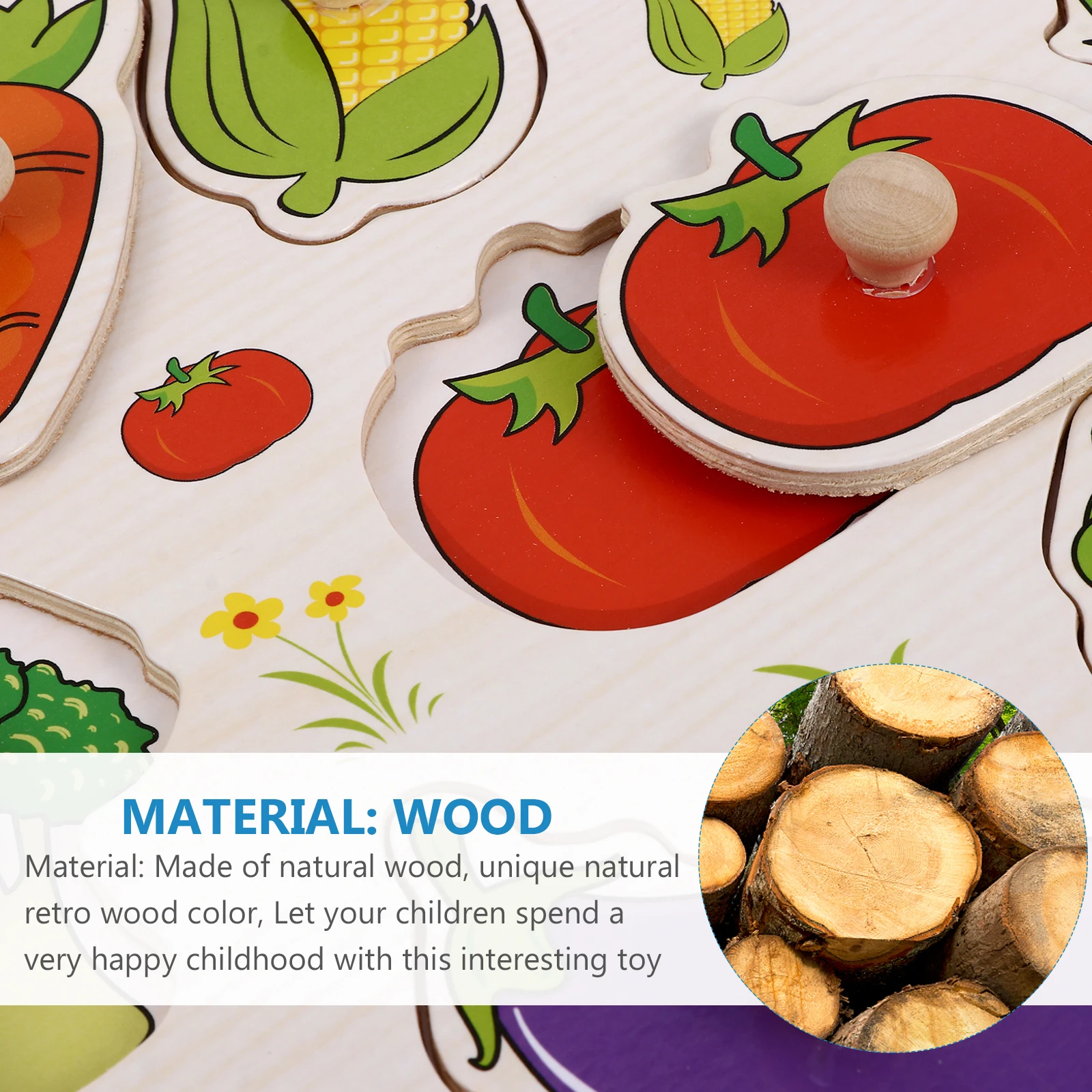 

1 set 1 Set Wooden Jigsaw Educational Plaything Bright Color Lightweight Vegetable Theme Child Learning Early