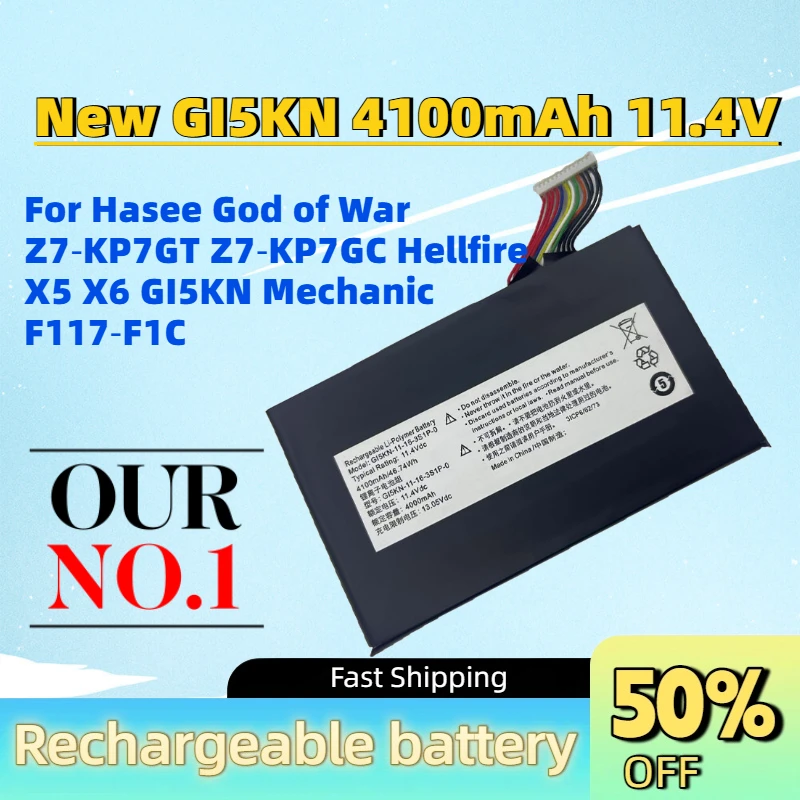 Hot Sale New GI5KN 4100mAh 11.4V Laptop Battery For Hasee God of War Z7‑KP7GT Z7‑KP7GC Hellfire X5 X6 GI5KN Mechanic F117‑F1C