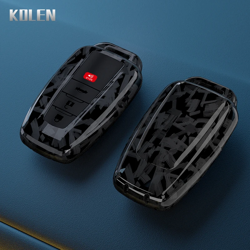 ABS Carbon Fiber Car Key Case Cover Shell For Toyota Prius Camry Corolla CHR C-HR RAV4 Land Cruiser Prado Protector Accessories