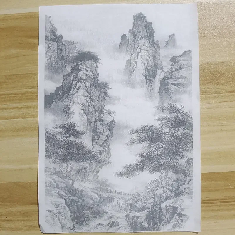 Line Drawing Manuscript Ripe Xuan Paper Meticulous Painting Coloring Landscape Practice Rice Paper Chinese Traditional Paintings