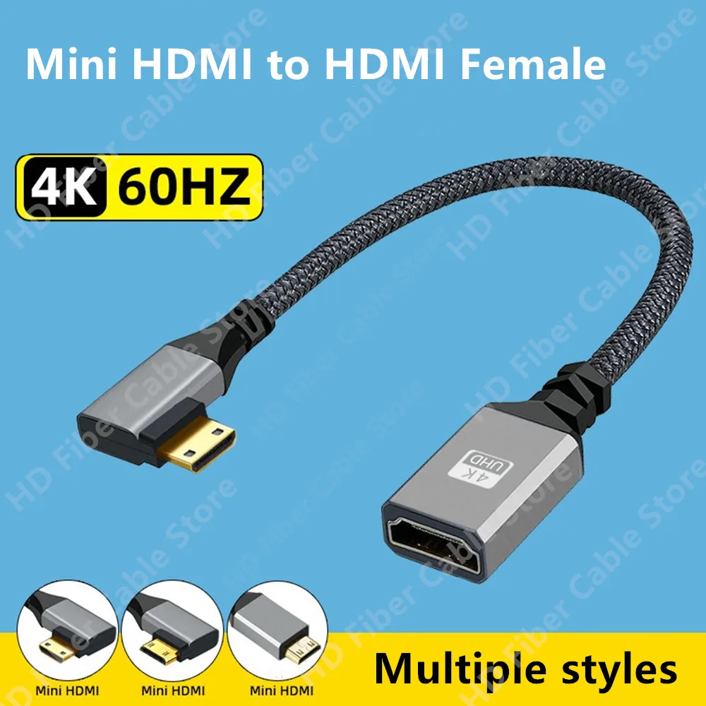 Mini HDMI to HDMI adapter Cable 4K@60Hz HDMI2.0 18Gbps 3D male to Female converter for Laptop Desktop to HDTV Projector Camera