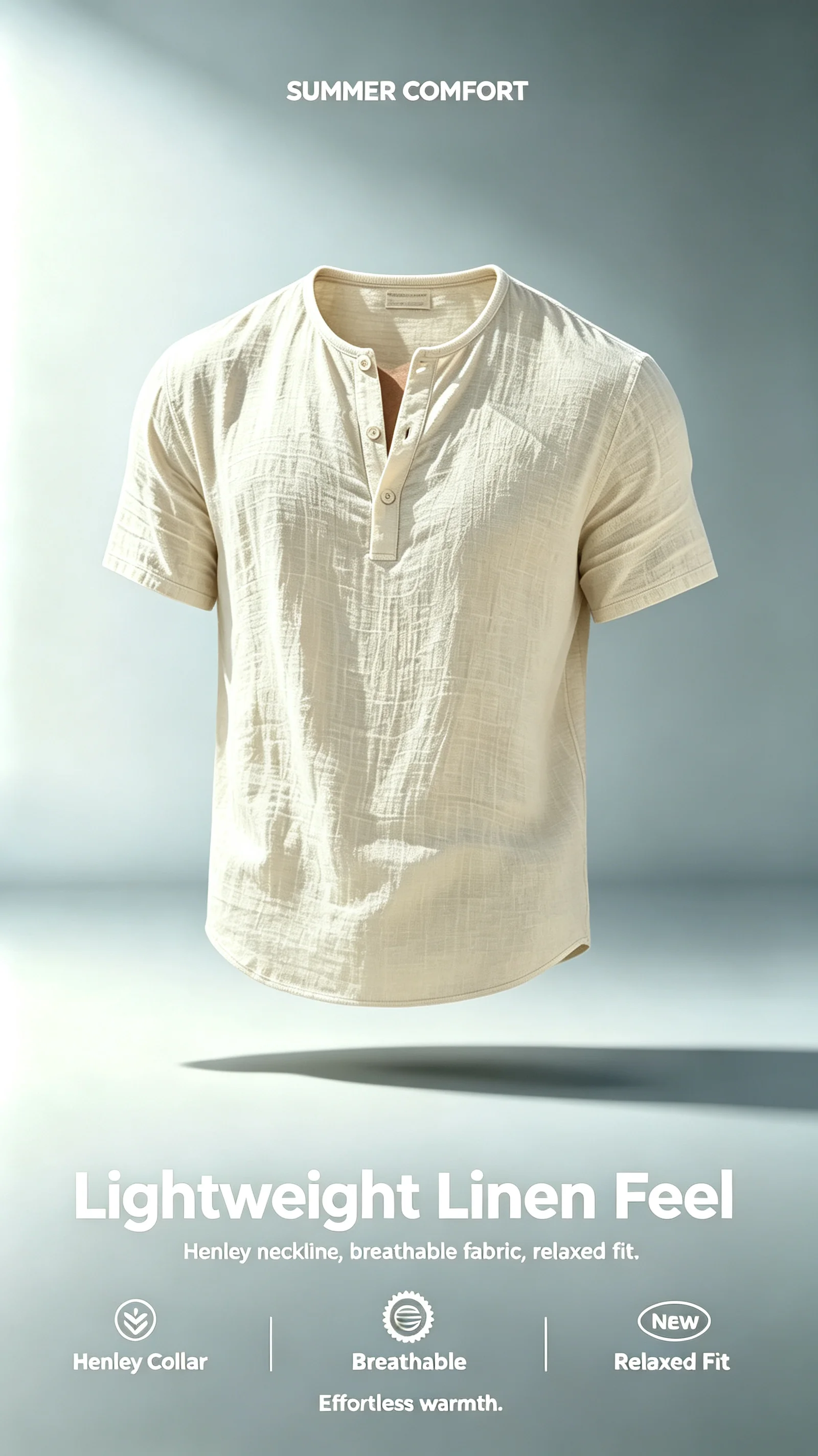 Men's Cotton Linen Henley Short Sleeve T Shirt Lightweight Breathable Solid Color Casual Loose Fit Summer Beach Vacation Top