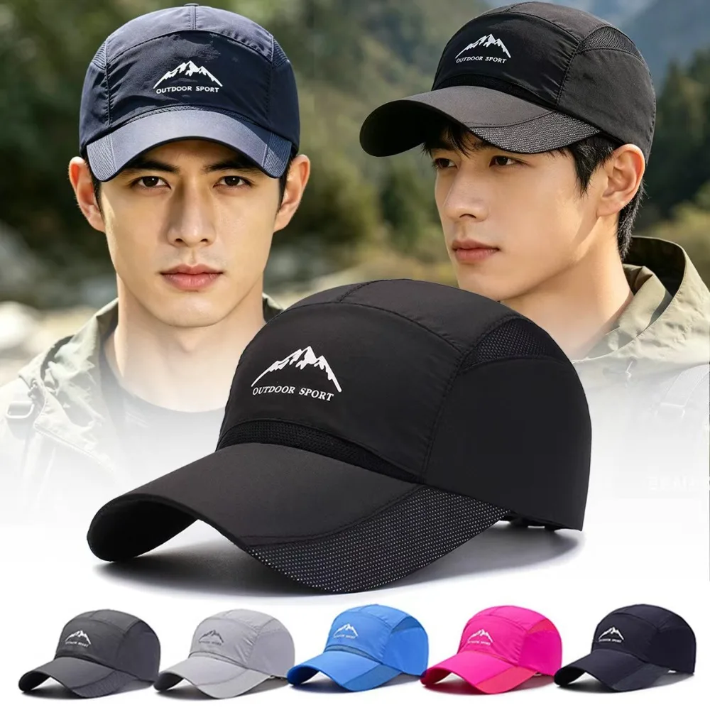 Mountain Printed Quick Dry Baseball Cap Adjustable UV Protection Lightweight Running Hat Extended Brim Breathable Mesh Sun Hat