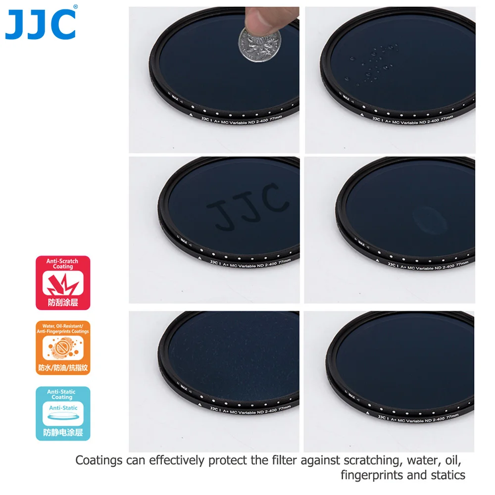 JJC ND Filter Variable ND2-400 Neutral Density Fader Adjustable Lens Filter 49 55mm 58mm 67mm 77mm 82mm Photography Accessories