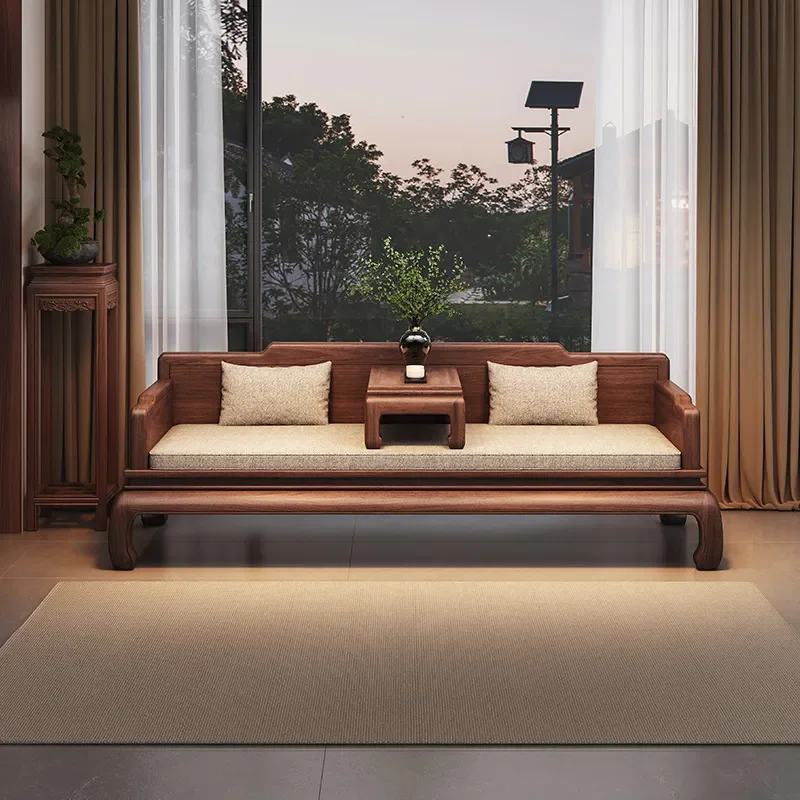 for Golden Silk Walnut Arhat Bed All Solid Wood Sofa Bed Small Apartment New Chinese Style Winter Summer Dual Purpose with