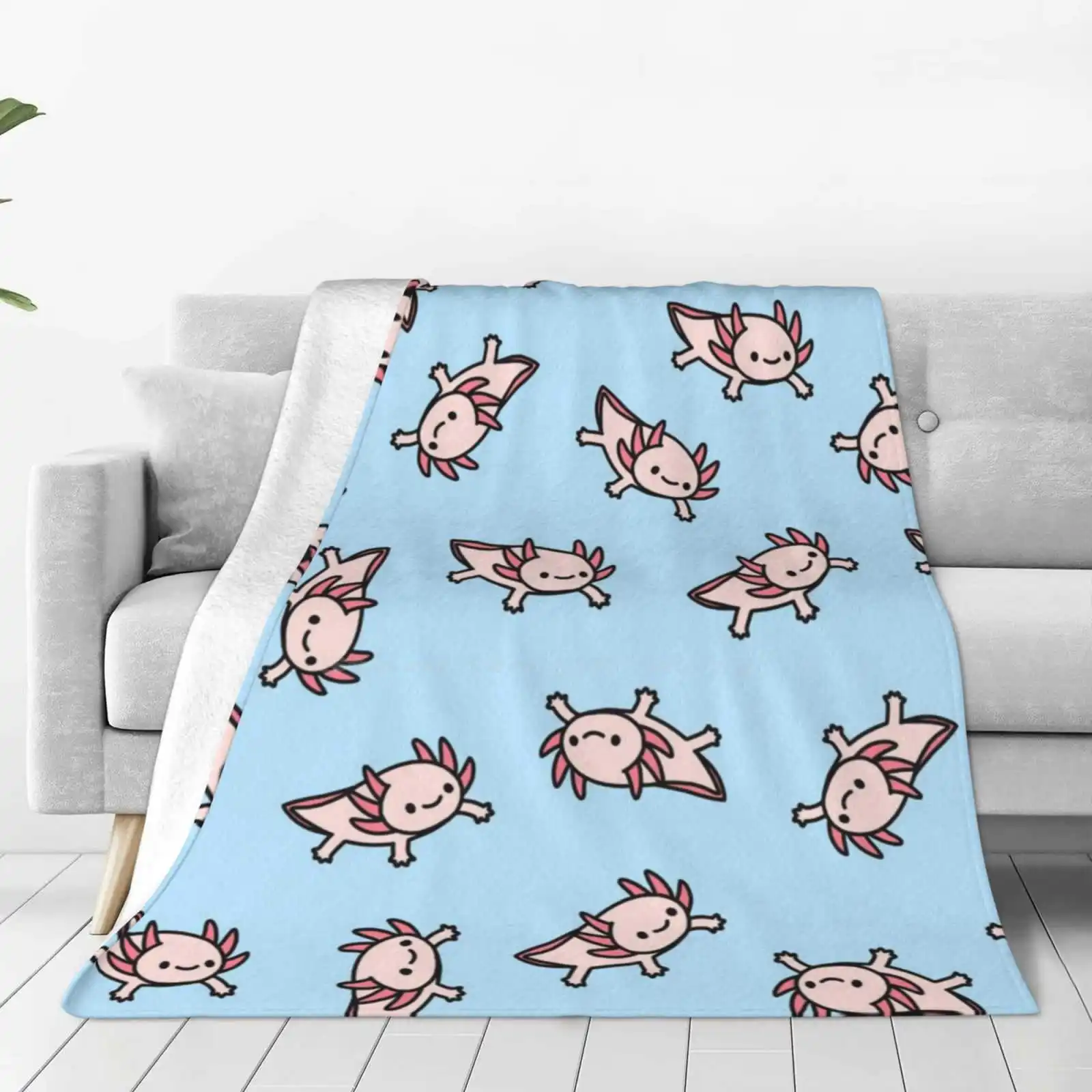 Axolotl Hot Sale Printing High Qiality Warm Flannel Blanket Axolotls Pets Cute Sea Aquatic Aquarium Weird Cartoon Amphibian