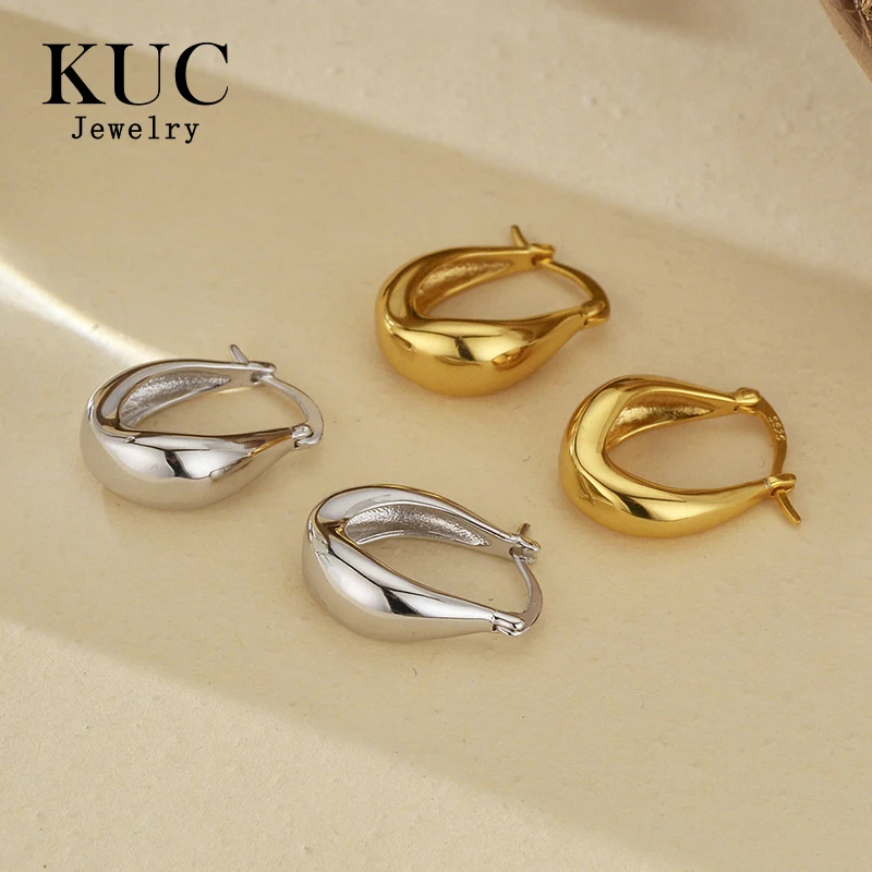 

925 Sterling Silver Earrings Original Certificate Shiny U Shape Ear Clip Stud Earrings For Women Free Shipping Jewelry