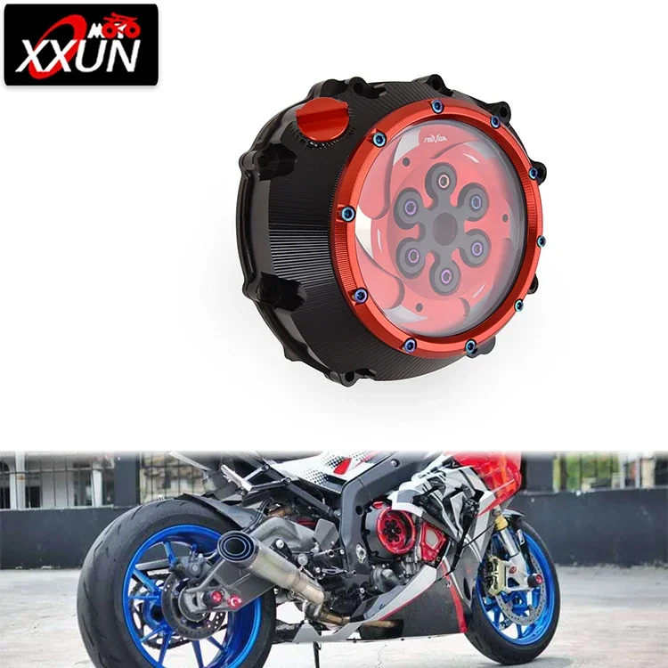 XXUN Motorcycle Accessories Racing Clear Clutch Cover Spring Retainer R for  S1000R S1000RR S1000XR HP4 2007-2020