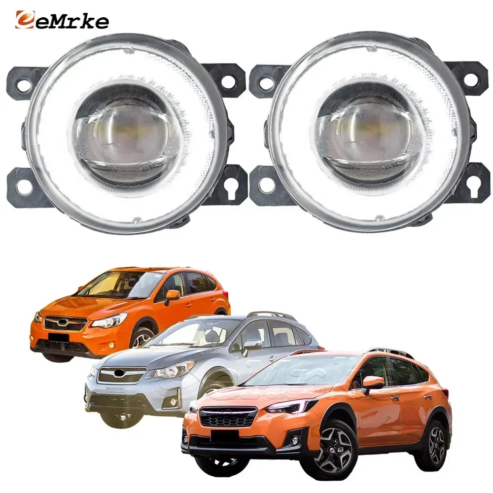 2-Pcs Lens LED Car Fog Lights Assembly for Subaru XV / XV Crosstrek GP_ GT_ 2013-2022 Angel Eyes DRL Ring Daytime Runinng Light