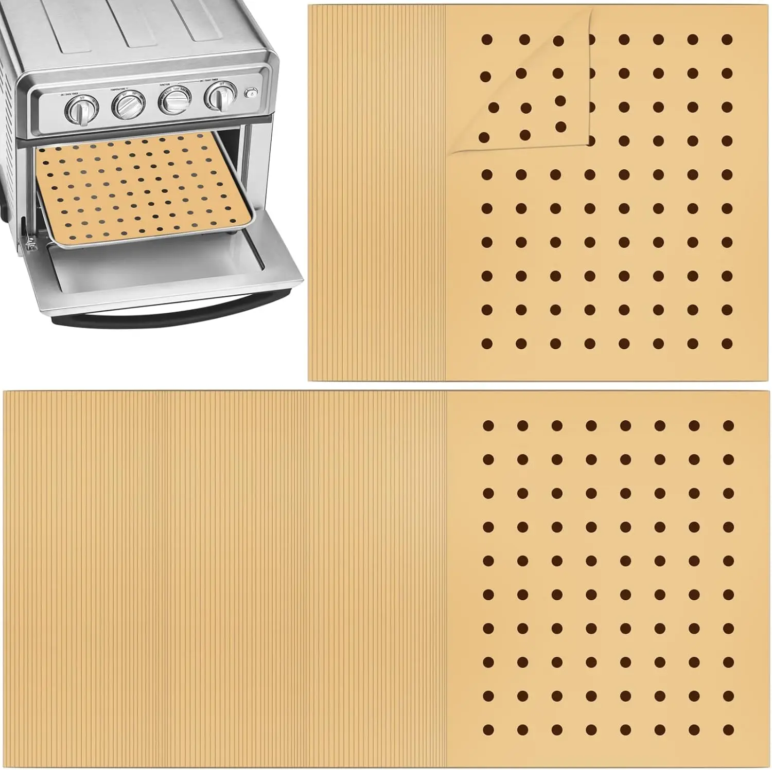

9x11 Inch Unbleached Parchment Paper Liners for Air Fryer and Toaster Oven Set of 100