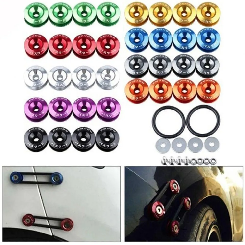 1set Aluminum JDM Quick Release Fasteners Universal Double-layer Gasket Bumper Washers Detachable Screws Modification
