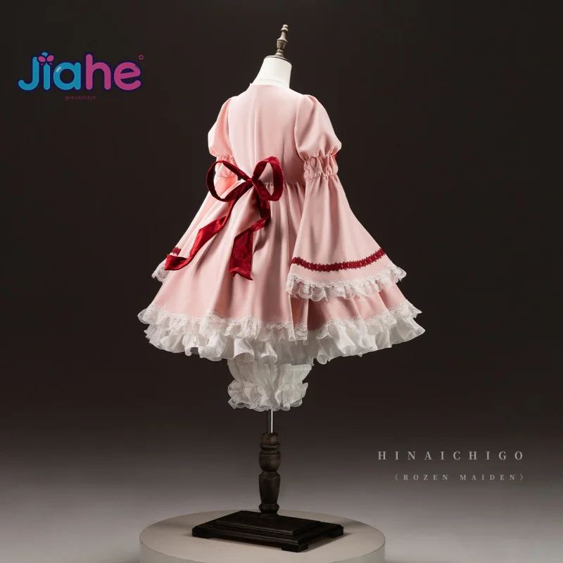 Disfraz de Rozen Maiden Hinaichigo Kleine Beere, nuevo vestido rosa de Lolita para niña, conjunto de accesorios con pantalones de calabaza, uniforme de Halloween