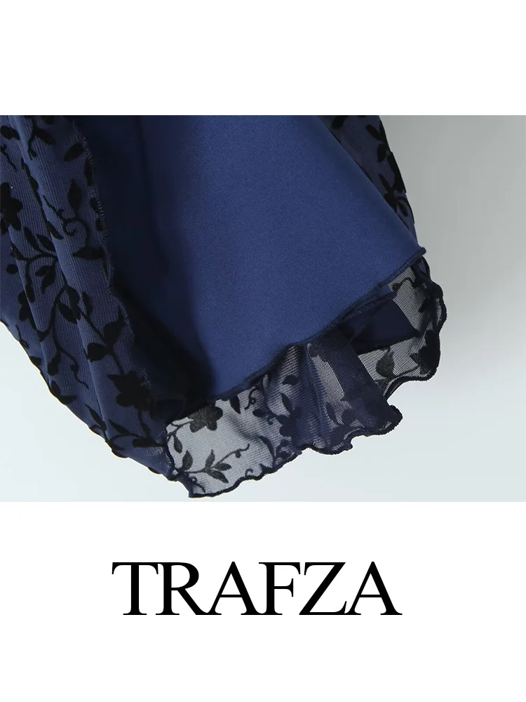 HH Women Autumn New Fashion Slash Neck Mesh Flocking Pattern Printed Flared Sleeve Dress Female Elegant Sexy Hip Slim Dress