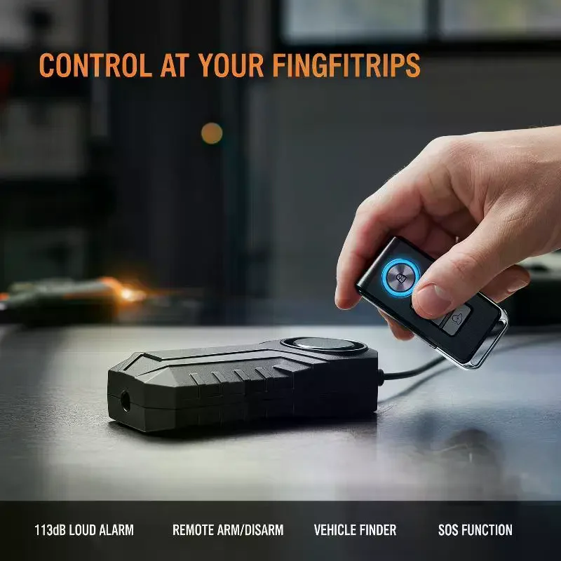 Wireless Anti Theft Vibration Alarm With Remote Control 113dB Loud For Bikes Motorcycles Doors Windows