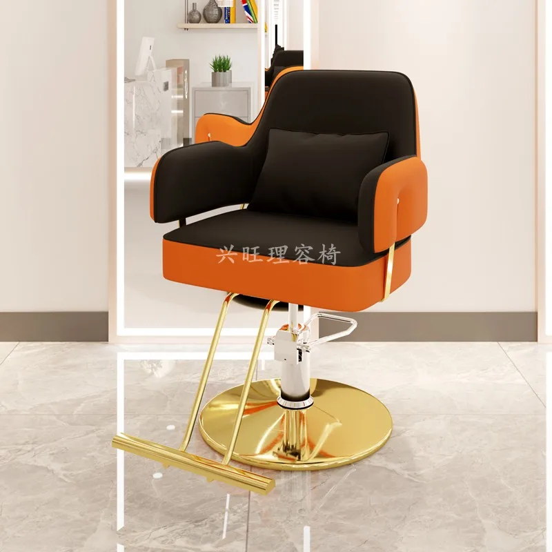 Hair Salon Barbershop Dedicated Beauty High-Grade Clipping Stool Lifting Rotation Thickening Leather Black Hairbarber Chair 2023