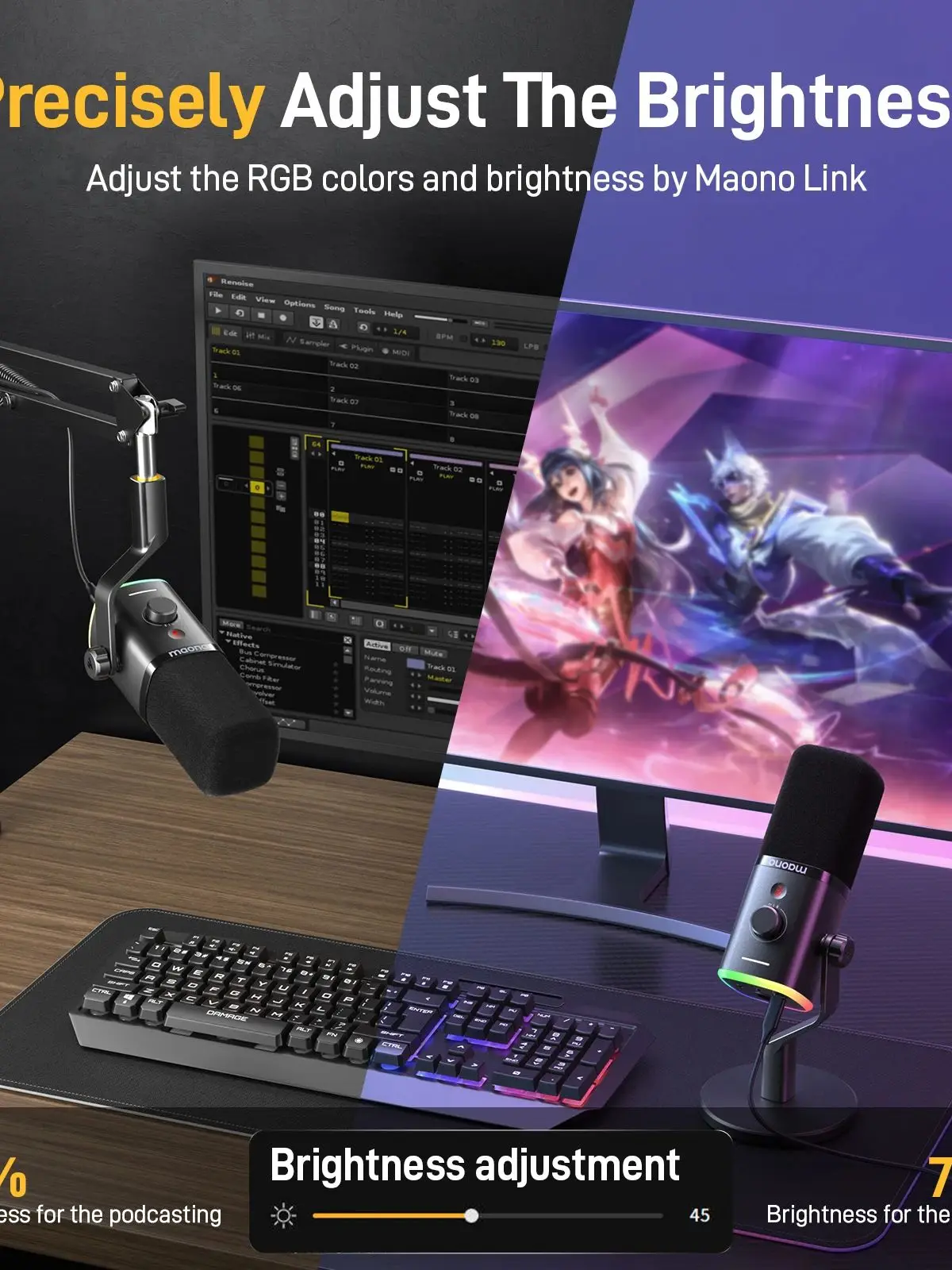 maono Microphone dynamique PD100X. Réduction du bruit logiciel incluse.