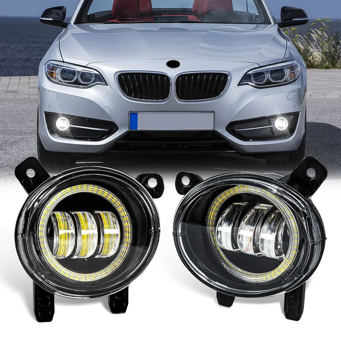 

For BMW F20 F21 F22 F23 F45 F46 F30 F31 F34 F35 Car LED Angel Eye Fog Lamp Front Bumper Lens Halogen Headlight Car Parts New