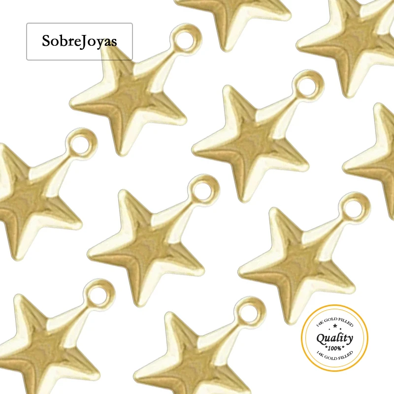 

9 мм Звездный Шарм 14 К Позолоченный Звездный Шарм Золотой Кулон Для Браслета Ожерелья Серьги DIY Ювелирные Аксессуары Ювелирные Изделия Фурнитура