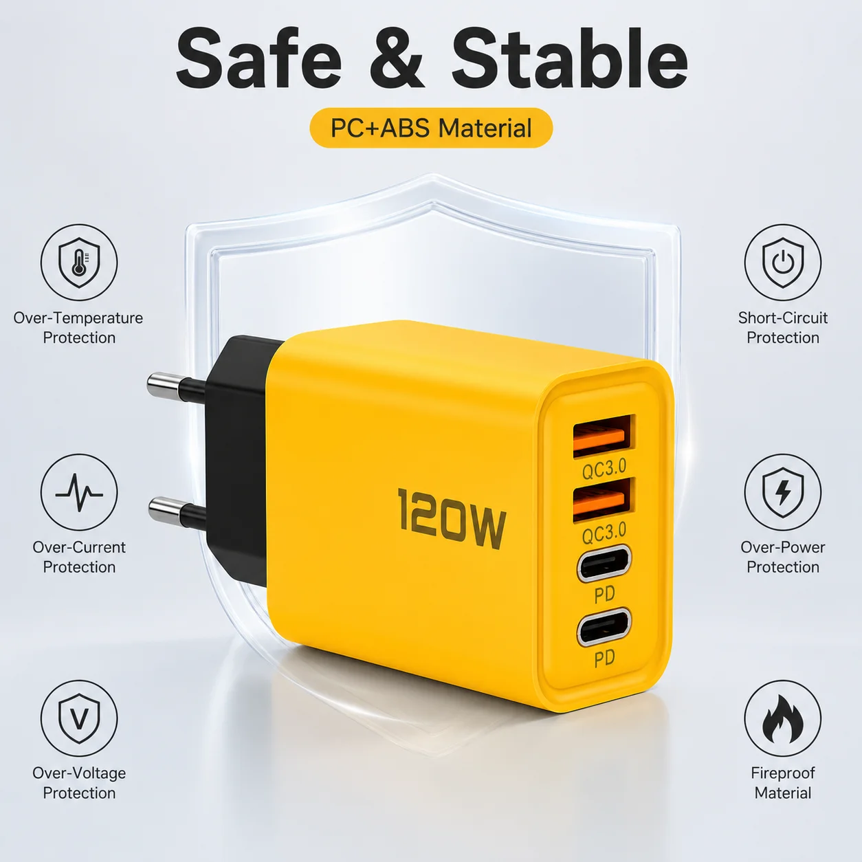 Ładowarka sieciowa USB PD z wieloma portami, 2 porty USB 2.0 i 1 port USB typu C, do szybkiego ładowania iPhone 13, 12, telefonów Samsung i Xiaomi.