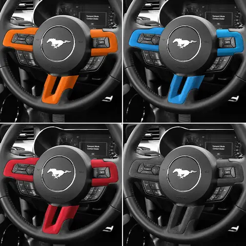 Mustang 스티어링 휠 장식 스트립 트림 프레임 스티커 자동차 프리미엄 인테리어 튜닝 액세서리 용 Alcantara로 제작