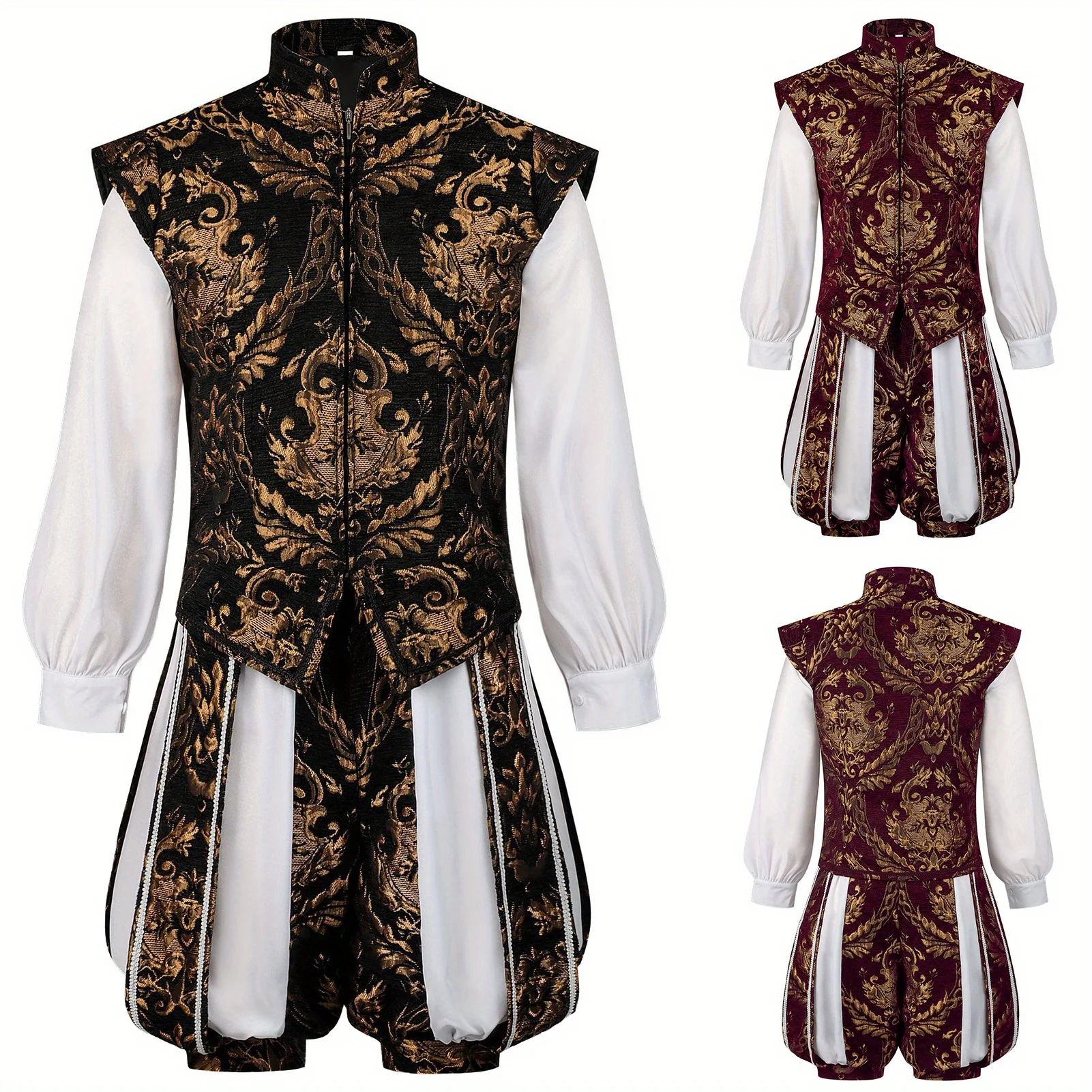 

Renaissance Prince-style Double-layer Vest & Pantaloon, Gilded Men's Suit