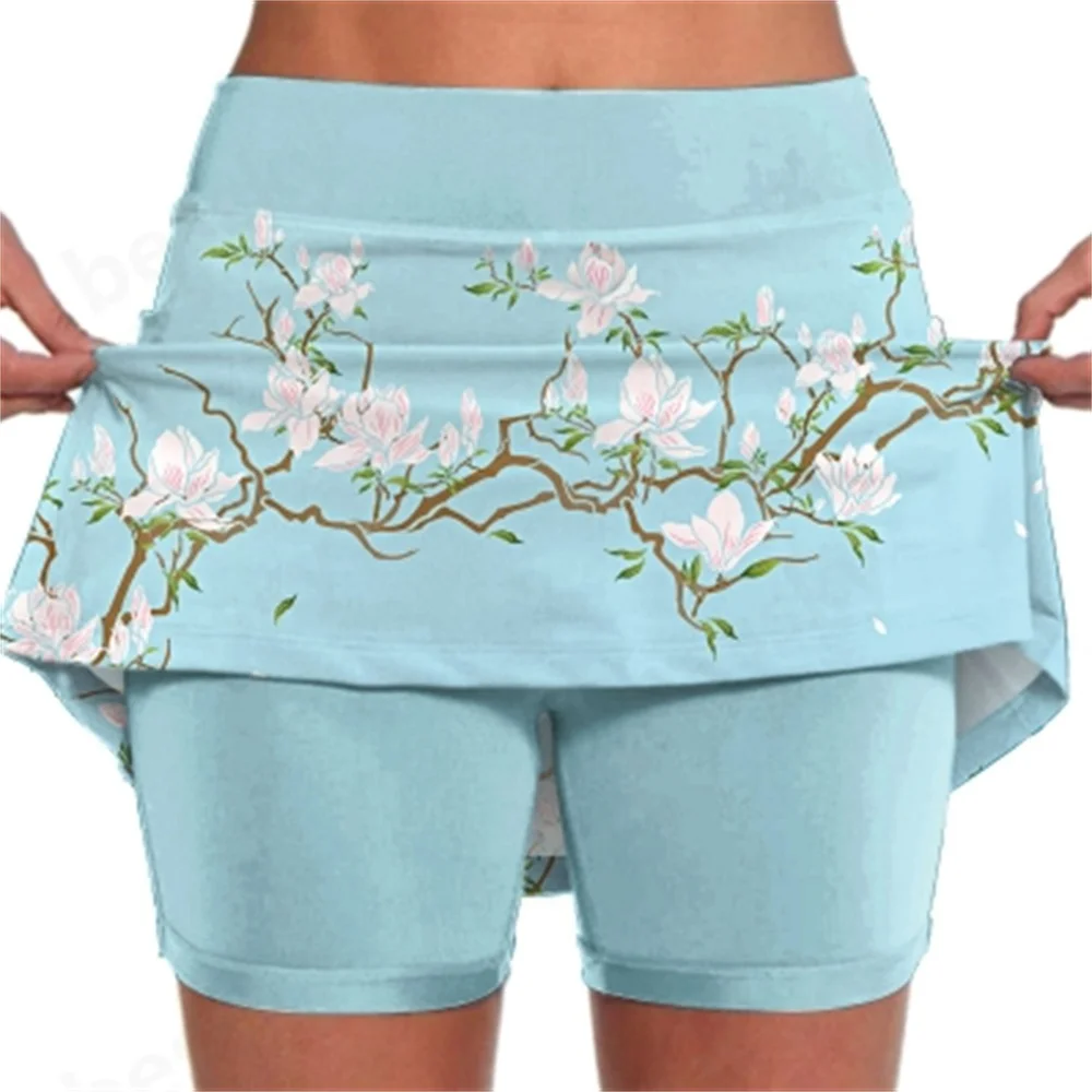 

Women's Pocket Sports Casual Skirt Printed Mid Waist Pants Tennis Skirt