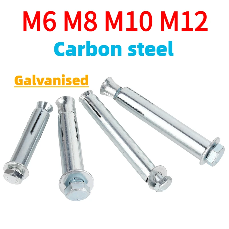 2-20pcs Galvanised Carbon Steel Outer Hexagon Expansion Screws M6 M8 M10 M12 Built in Floor Expansion Bolts