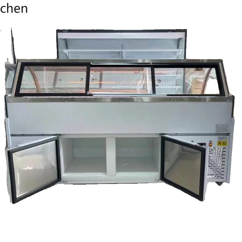 H20- distilled double temperature upper refrigerated lower frozen windless frost-free cooked food duck neck display cabinet