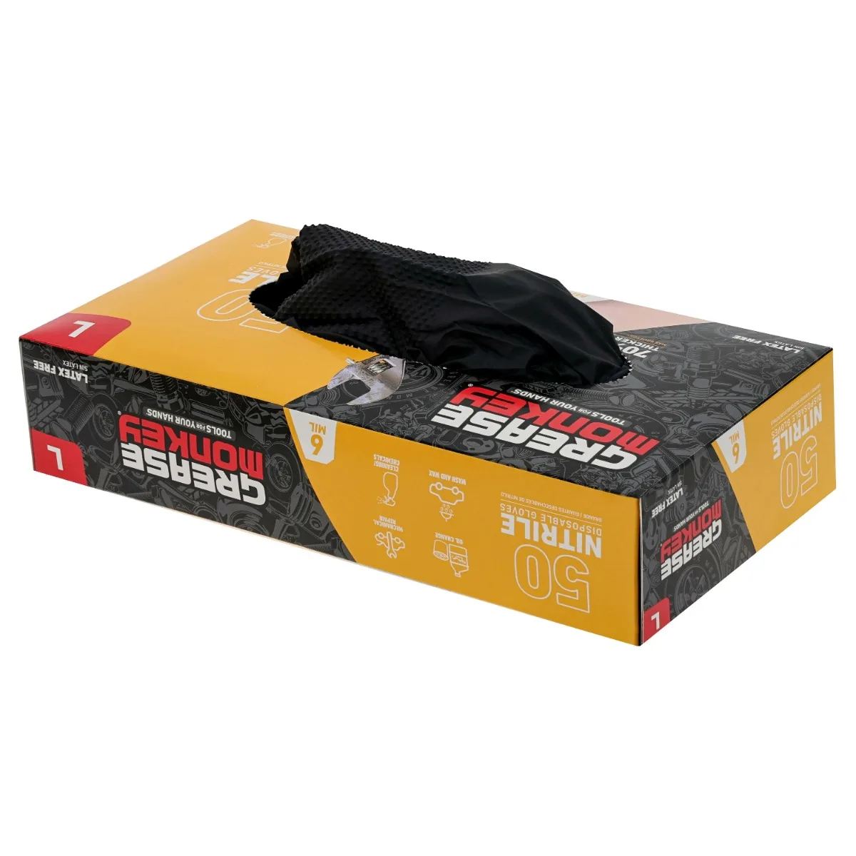 (3 pacotes) luvas descartáveis itrile, sem látex, tela sensível ao toque, pretas, grandes, pacote com 50