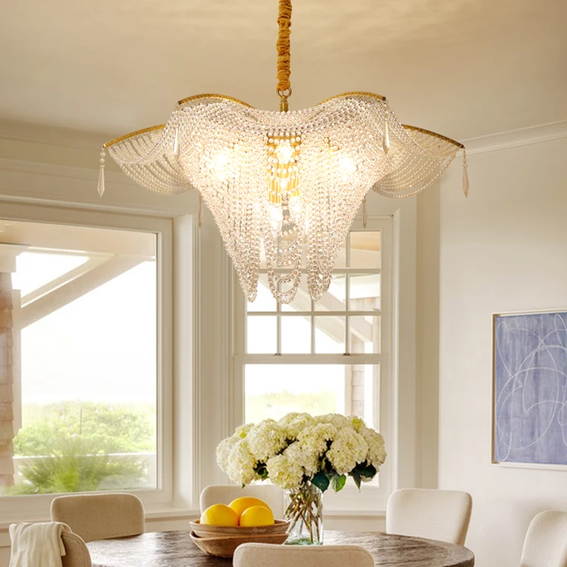 Modern Butterfly Crystal Bead  Large Ceiling Chandeliers Light For Living Room Dimmable Indoor Home Lighting New Lustres Fixture