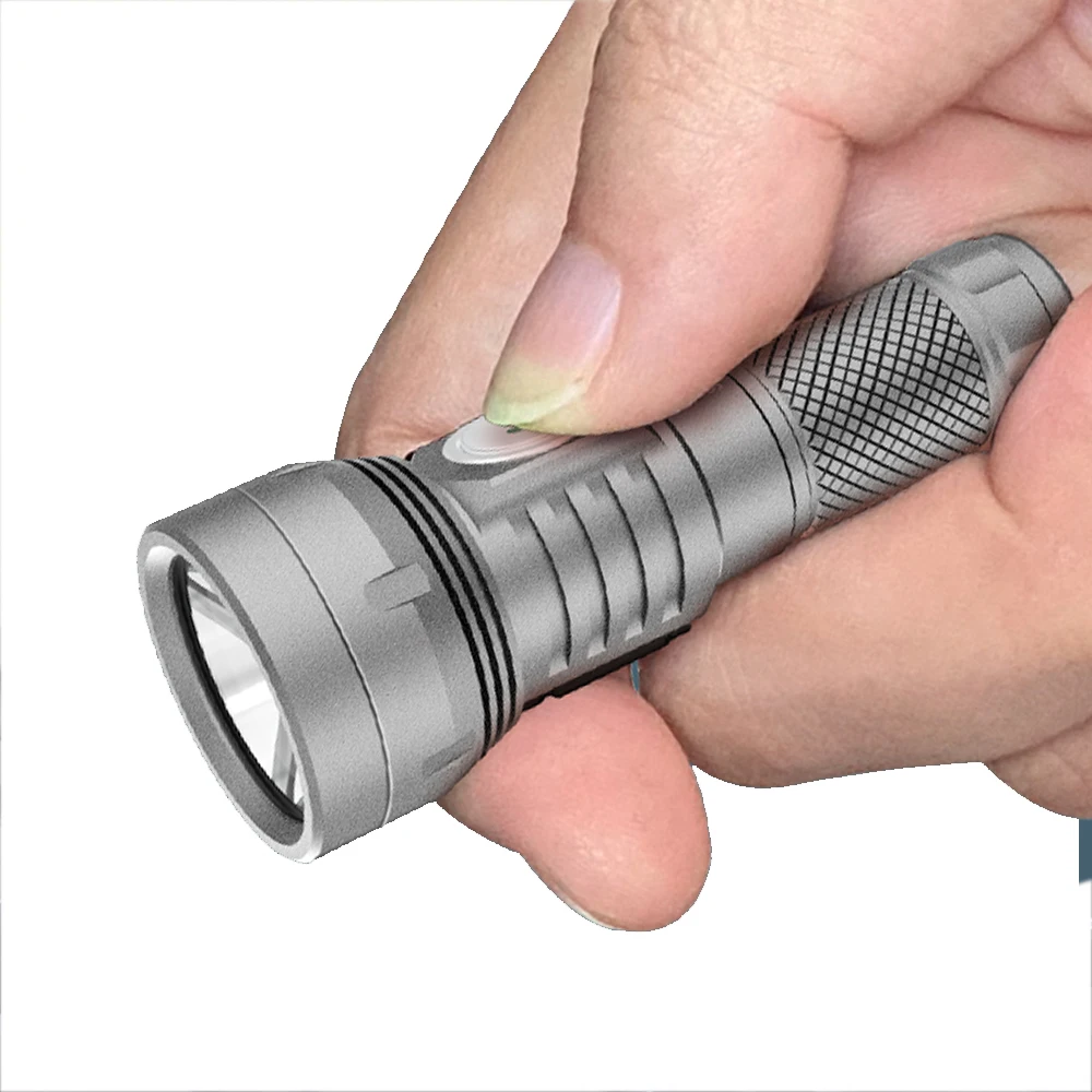 EDC LED Flashlight Titanium Sandblast Keychain Outdoor Powerful Camping Lantern Type USB C Rechargeable Lamp Light GT NANO 3.0