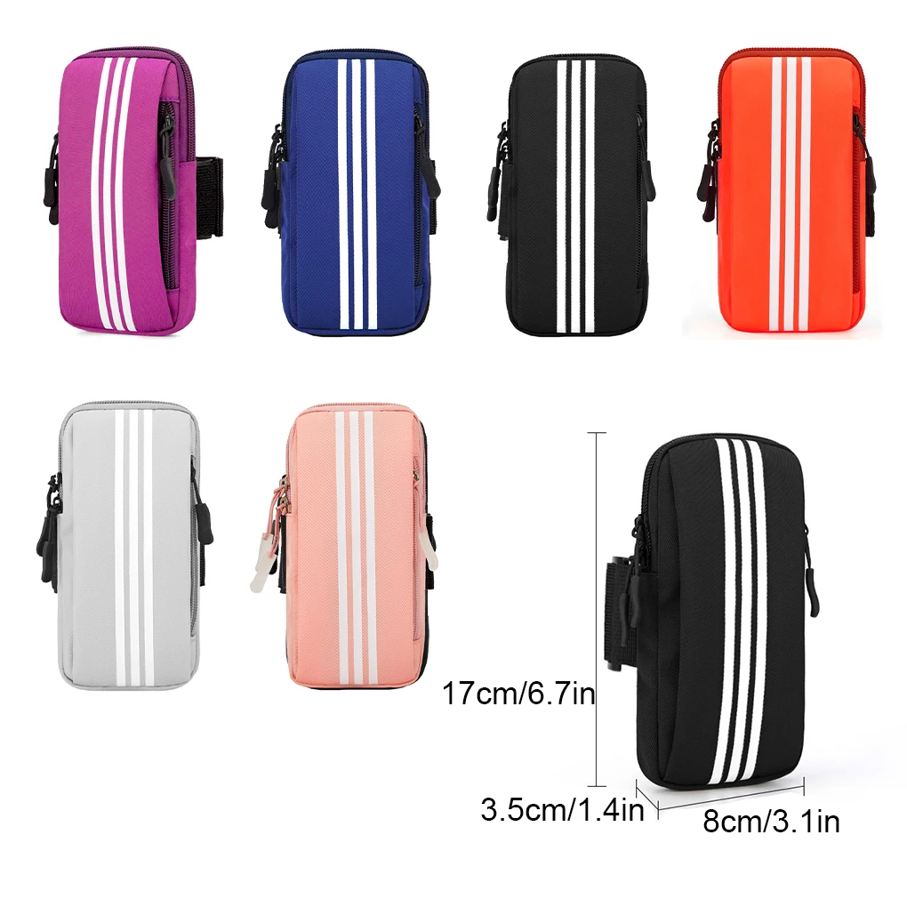 Unisex Zipper Closure Mobile Phone Arm Bag Hiking Traveling Jogging Adjustable Storage Pouch Fitness Workout Holder