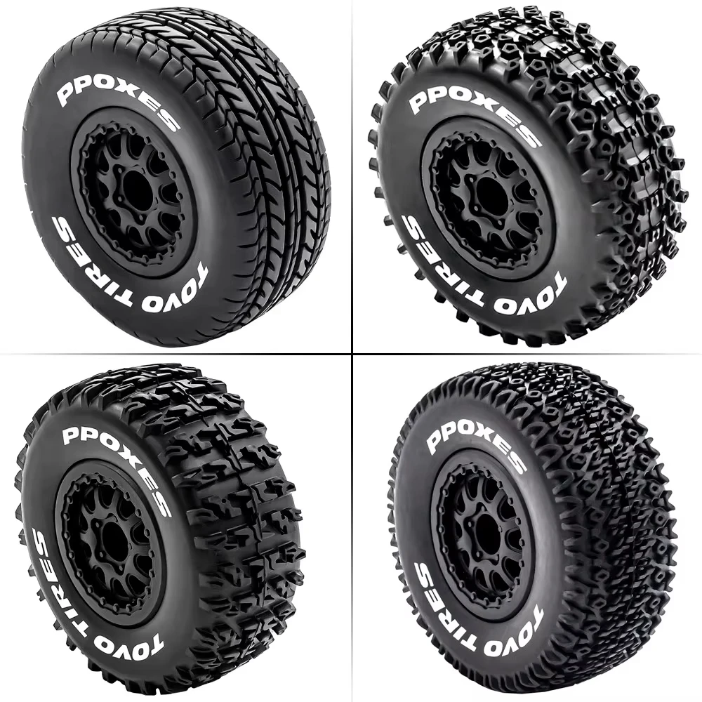 

4pcs 112mm 1/10 Short Course Truck Tires Tyre Wheel With 12mm Hex For Slash Arrma Senton HuanQi 727 Vkar 10sc Hpi Rc Car