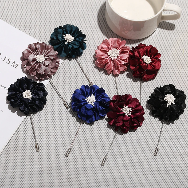 Free shipping!newest 12PCS/Lot Handmade Flower  Stick Brooch Pin Mens Accessories Men Lapel Pin Brooch Flower