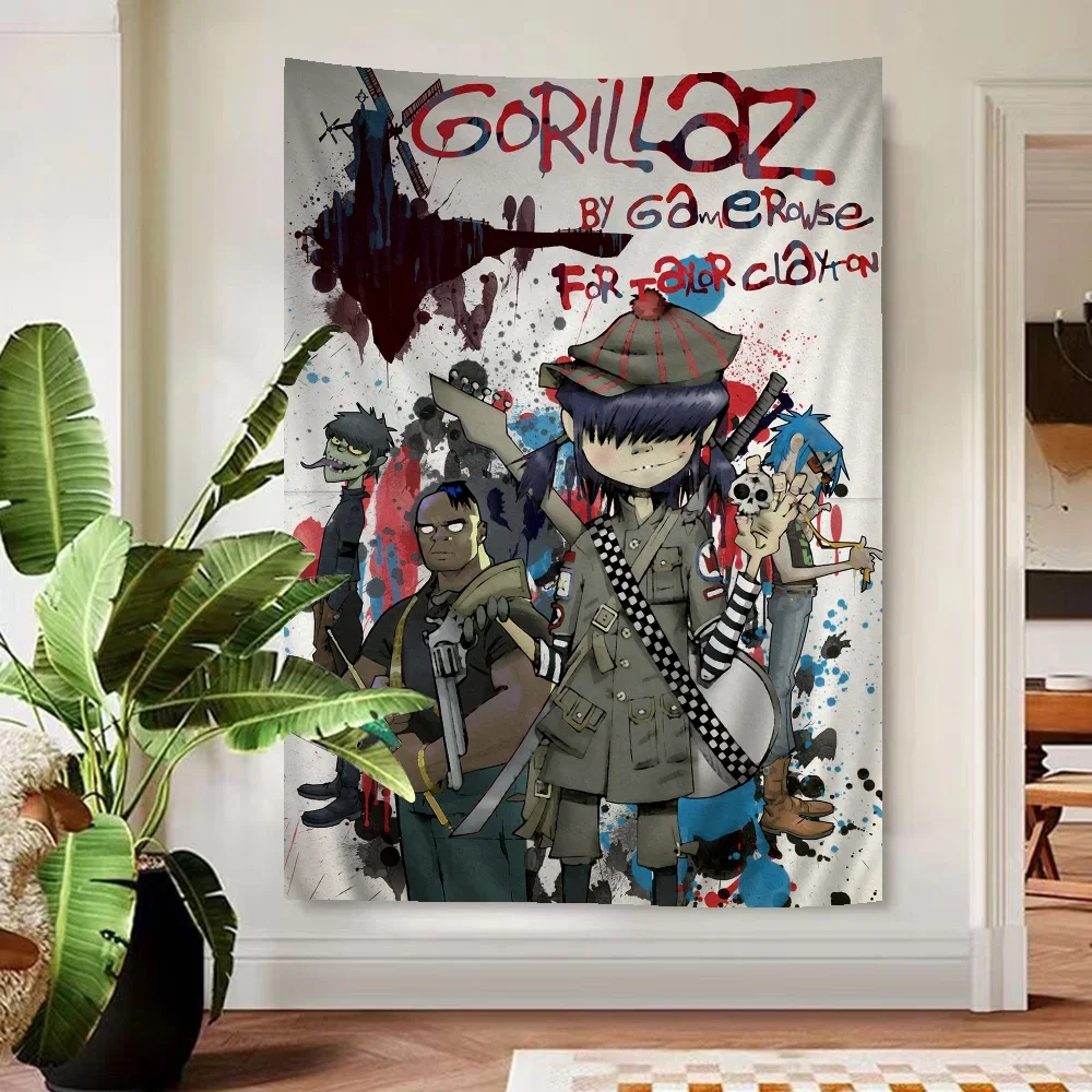 Gorillaz Printed Large Wall Tapestry Hanging Tarot Hippie Wall Rugs Dorm Home Decor