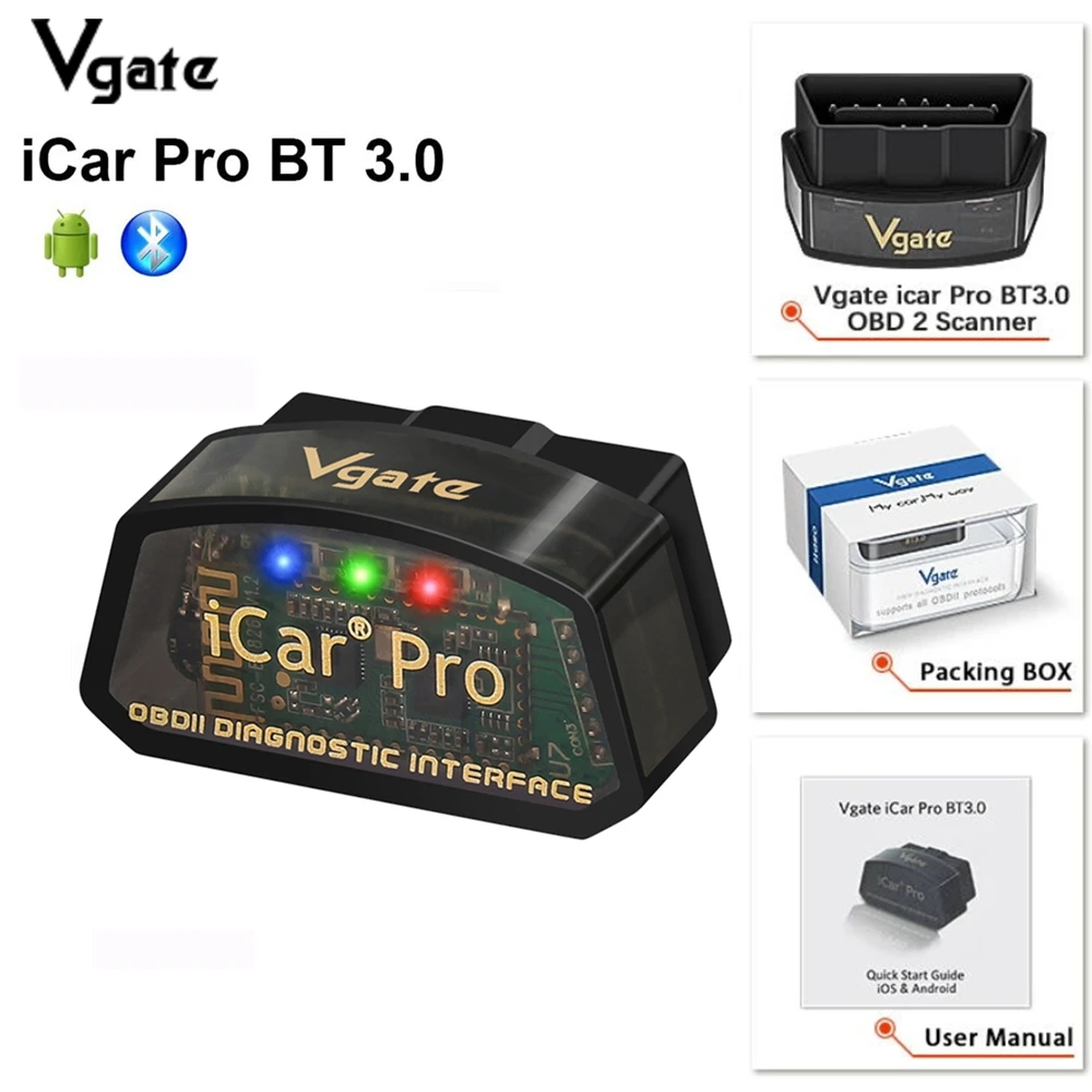 Лучший автомобильный диагностический инструмент Vgate iCar Pro elm327 V2.3 OBD2, BT Bluetooth 3,0 для Android ODB2, Автомобильный сканер