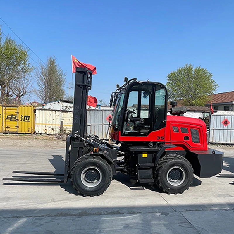 3.5 Ton 5 Ton 7 Ton 10 Ton 4x4 Rough Terrain Diesel Forklift 4WD All Terrain Forklift Truck Internal Combustion Diesel Forklift