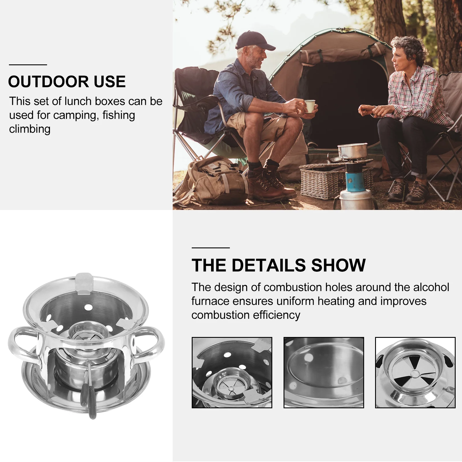 

Alcohol Burner Stove Stainless Steel Lightweight Small Pot Stove Portable Outdoor Camping Buffet Food Warming Alcohol Burner