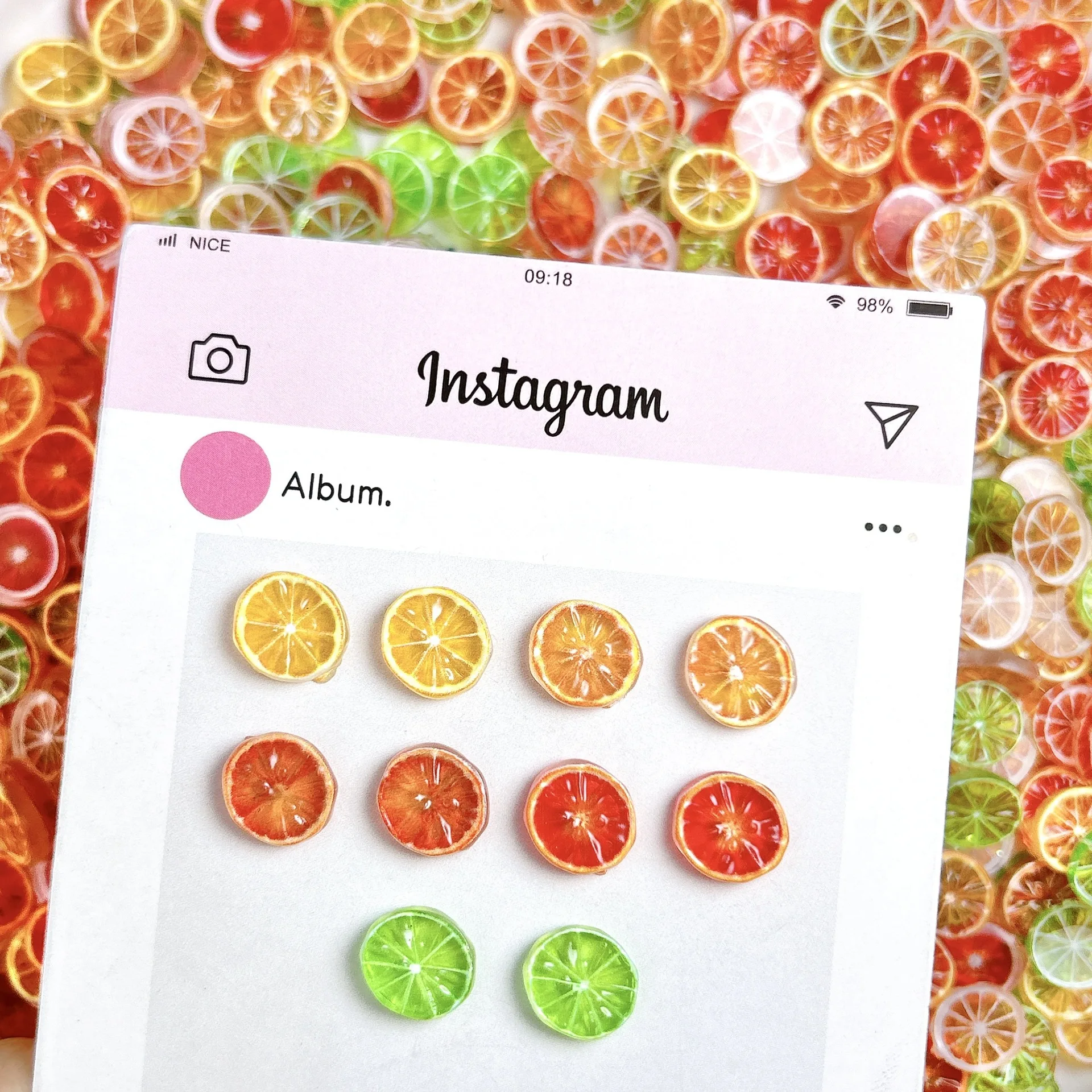 Lemon Resin Nail Charms Parts Mixed Colors Lemon Patches Design Decoration For Nail Art DIY Mini Fruit Orange Slices Accessories